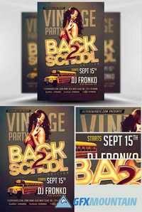 Vintage Back To School Party Flyer Template