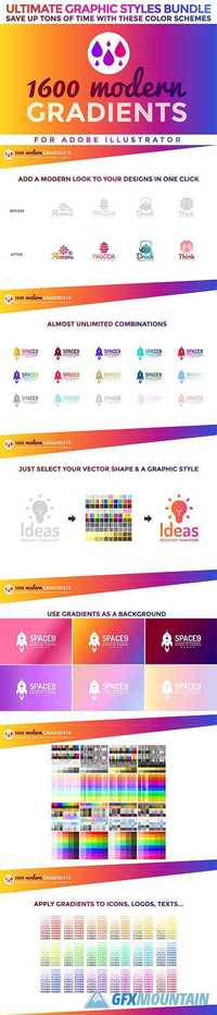  1600 Gradients Graphic Styles Bundle  840006 