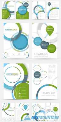 Business Flyer Template, Brochure or Corporate Banner with Circular Pattern