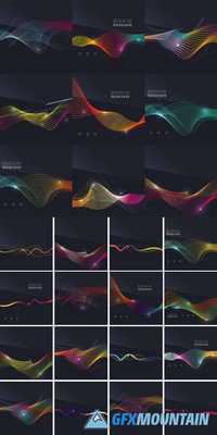Futuristic Colorful Waves and Lines on Dark Background