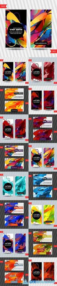 Business cards paint shapes and blots