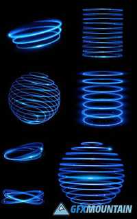 Vector Blue Neon Sphere Circles Light Train Effect