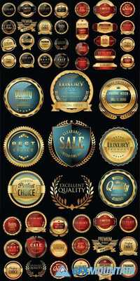 Premium and Luxury Golden Retro Badges and Labels