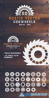  30 Rustic Vector Cogwheels  881454 