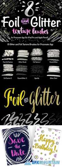 8 Foil & Glitter Procreate Brushes 888916