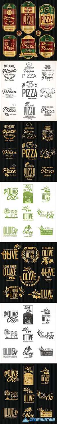 Logo and label olive oil pizza