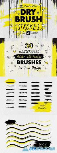 30 DRY BRUSH Strokes for Illustrator 826747