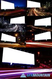 Billboard Blank for Outdoor Advertising Poster at Night
