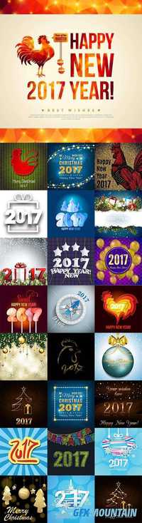2017 Happy New Year vector backgrounds