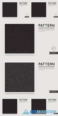Vector Black Abstract Background with Seamless Pattern