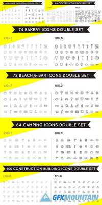 Set of Thin and Bold Vector Icons