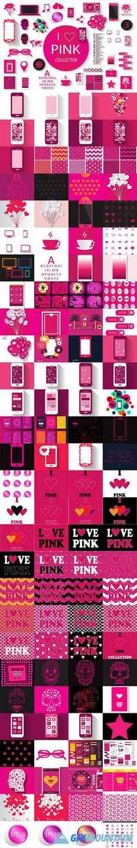 Pink collection 117 vectors set 895797
