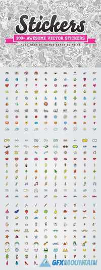 Awesome 300 Vector Stickers Set 967023