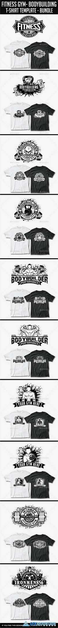 GraphicRiver - 10 Fitness T-Shirt Template Bundle 11958686
