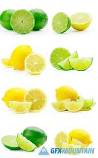 Fresh Lime and Lemon Isolated
