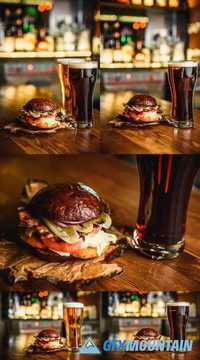 Hamburger and Dark Beer