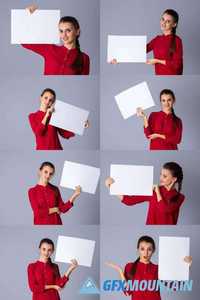 Woman Holding Blank Paper