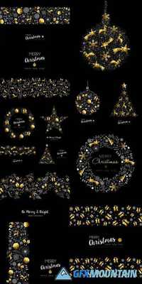 Merry Christmas Gold Pattern Decoration Ornaments