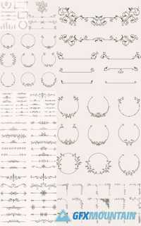 Vector Set of Decorative Elements, Border and Page Rules Frame