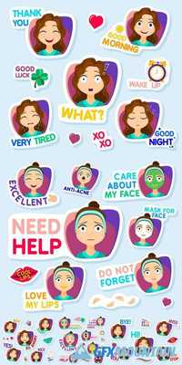 Collection of Stickers for Chat or Sms - Cute Girl Stickers