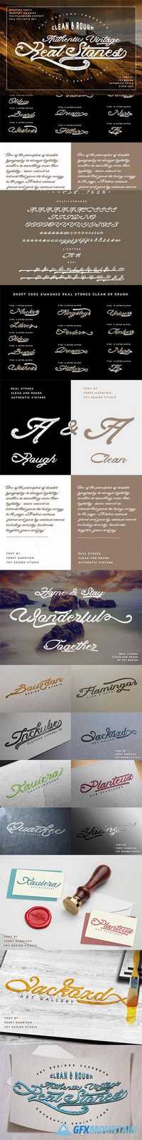 Real Stones - Clean And Rough + Extras Font Family