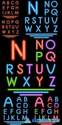 Neon Tube Letters - Multicolor Glowing Font