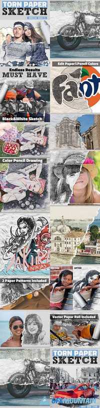 GraphicRiver - Sketch and Torn Paper Photo Effect Photoshop Action - 18029777