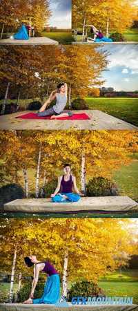 Yoga in the Autumn Park