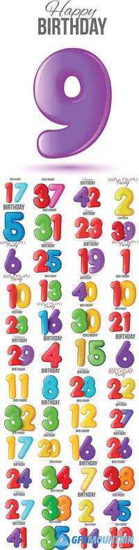 Birthday greeting card with numbers balloon