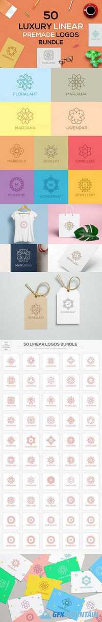 50 Luxury Linear Premade Logos Pack 1018019