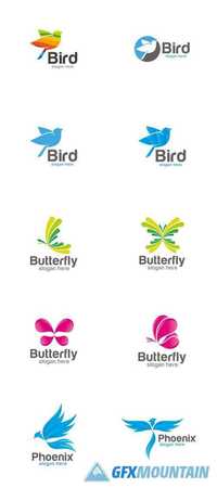 Birds & Butterfly  Logo Design