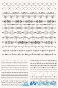 Vector Hand Drawn Tileable Line Borders, Dividers