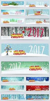Banner Happy New Year 2017 and Merry Christmas