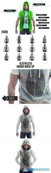 Sleeveless Hoodie Mock-Up - 1063075