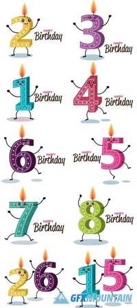 Happy Birthday Candle Number Character