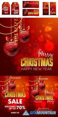 Merry Christmas and Happy New Year Design Template 3