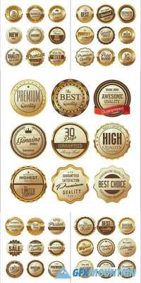 Premium and Luxury Golden Retro Badges and Labels Collection