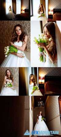 Bride in Wedding Dress at Luxurious Suites