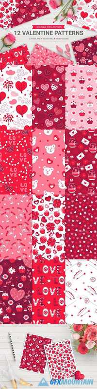12 Valentine Seamless Patterns 1155371