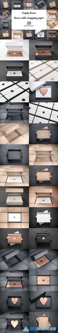 25 Boxes Mockups with wrapping paper 1227230