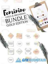 FEMININE logo & branding bundle GOLD 1256035