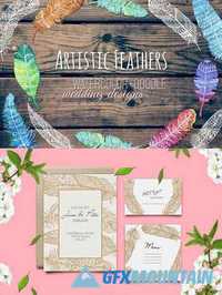 Watercolor+Doodle Feather Collection 1255865