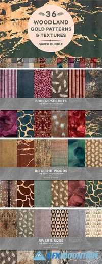 36 Woodland Gold Patterns & Textures 1298154