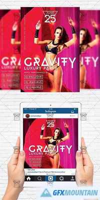 Gravity Luxury Party - Flyer Template + Instagram Size Flyer