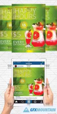 Exclusive Happy Hours - Flyer Template + Instagram Size Flyer