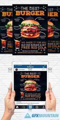Burger Restaurant - Flyer Template + Instagram Size Flyer