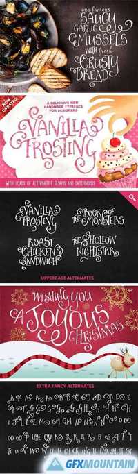 Vanilla Frosting Font Family - 3 Fonts for $25 (+ 4 Glitter Photoshop Styles)