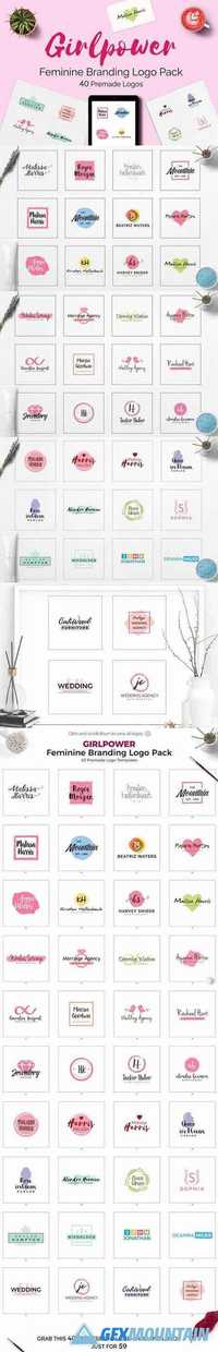 GIRLPOWER Feminine Branding Logo Set 1288552