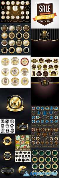 Retro Vintage Golden Badges and Labels
