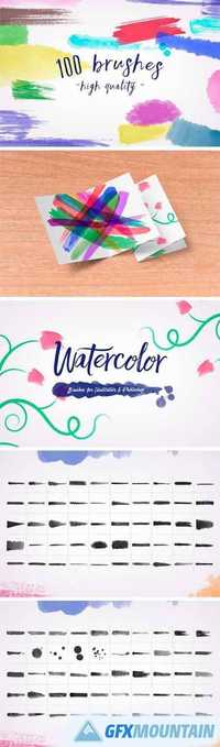 100 Watercolor Brushes 1236151